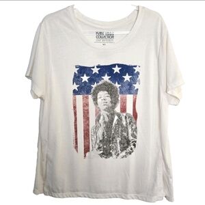 Jimi Hendix T-Shirt Size XL Cream USA Flag Rock and Roll Festival